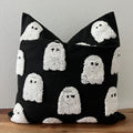 Black 20 inch pillow cover with cream tufted ghosts in raised punch-needle texture