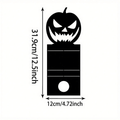 Size diagram of the black iron jack-o'-lantern tealight holder: 31.9 cm tall by 12 cm wide